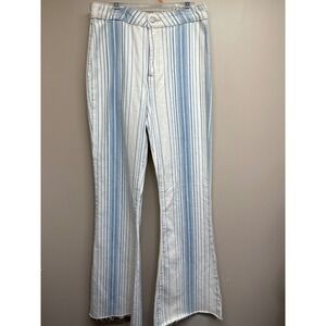 CELLO High Rise Flare Jeans Striped Light Wash Raw Hem Women's Size 09